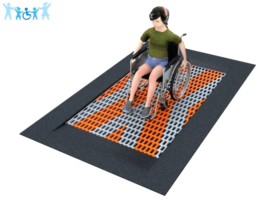 Rollstuhlfahrer-Trampolin, für integrative Spielplätze