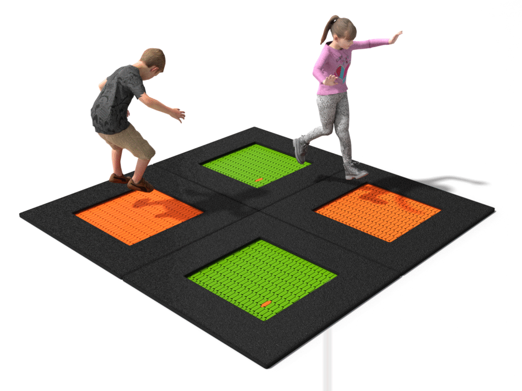 Bodentrampolin für Spielplatz - 4 Felder Quadrat