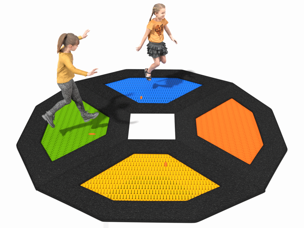 Bodentrampolin für Spielplatz 4 Felder im Kreis