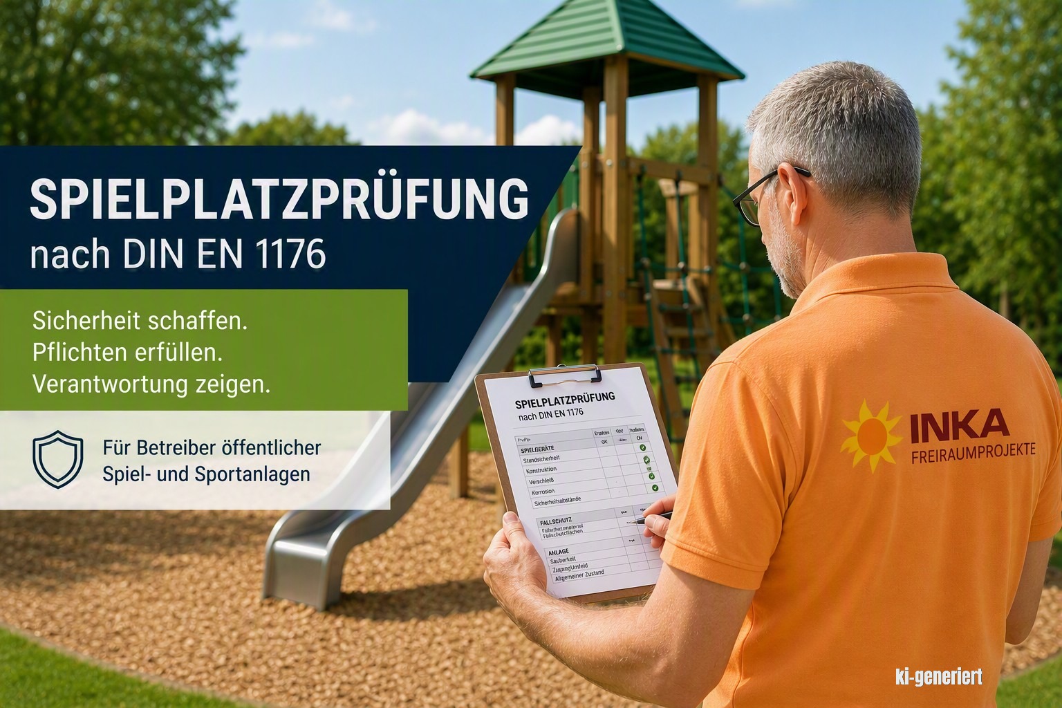 Spielplatzprüfungen nach DIN EN 1176 für Betreiber öffentlicher Spielplatzanlagen - Angebot INKA Freiraumprojekte